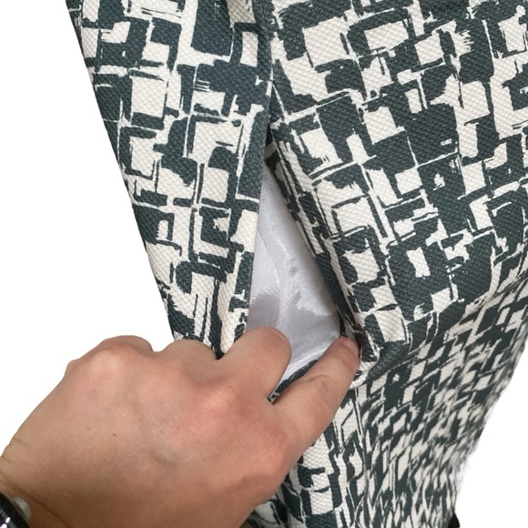 Peserico Shift Dress IT 42 US 6 Gray-Green White Abstract Print Cotton Blend - Picture 10 of 14